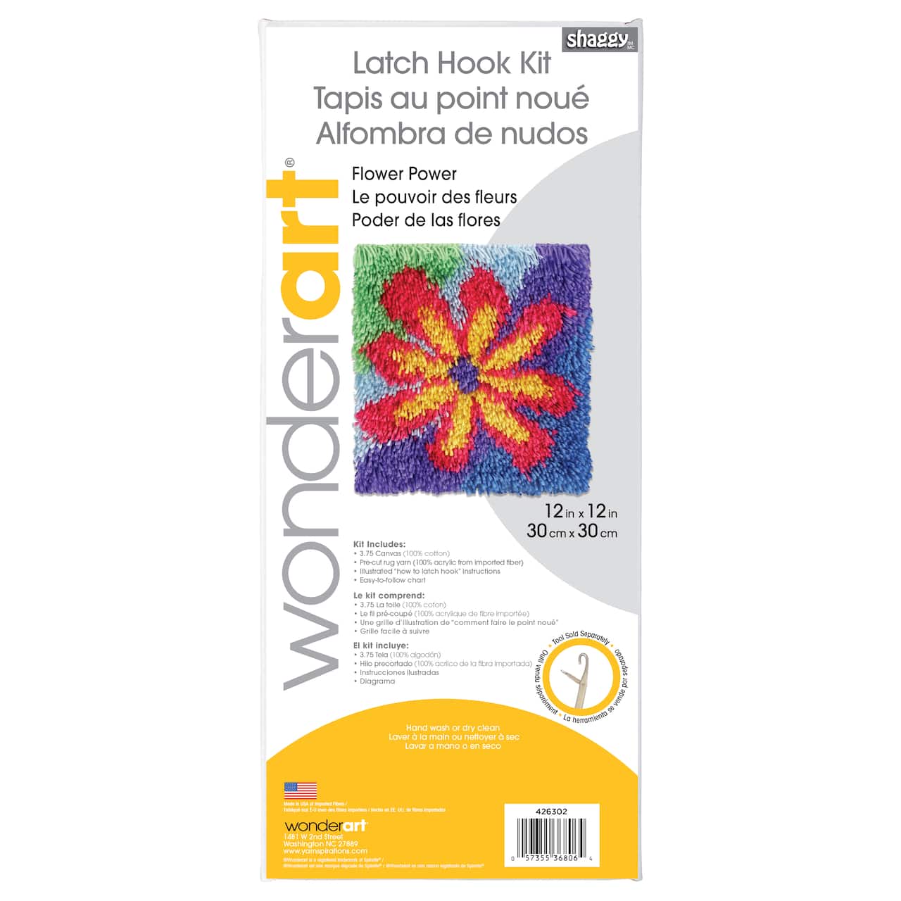 WonderArt&#xAE; Shaggy Flower Power Latch Hook Kit